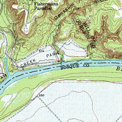 Topographic Map of Opossum Hollow, TX