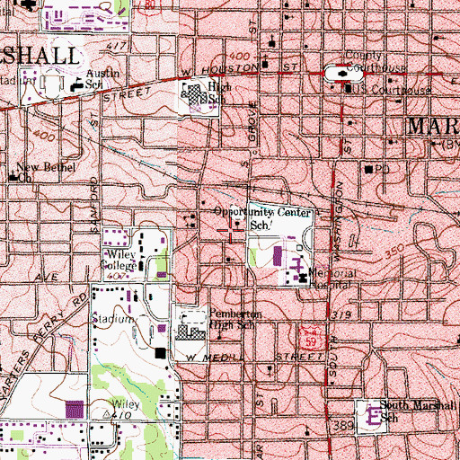 Topographic Map of Opportunity Center School, TX