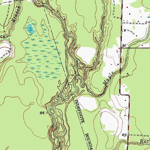 Topographic Map of Orange Branch, TX