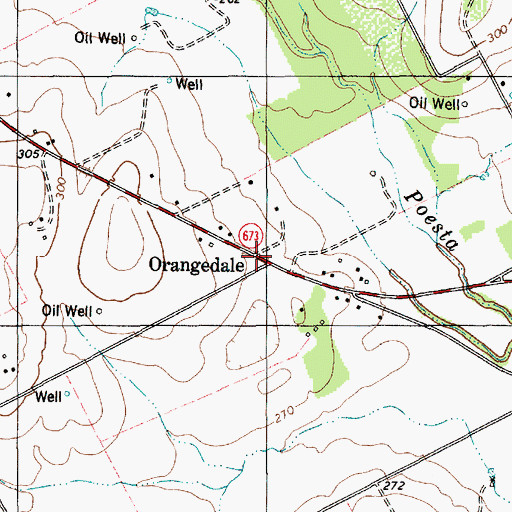 Topographic Map of Orangedale, TX