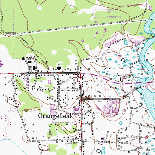 Topographic Map of Orangefield, TX