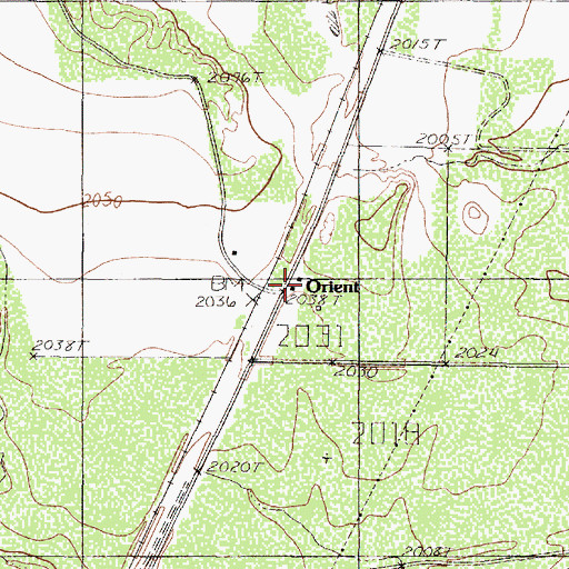 Topographic Map of Orient, TX