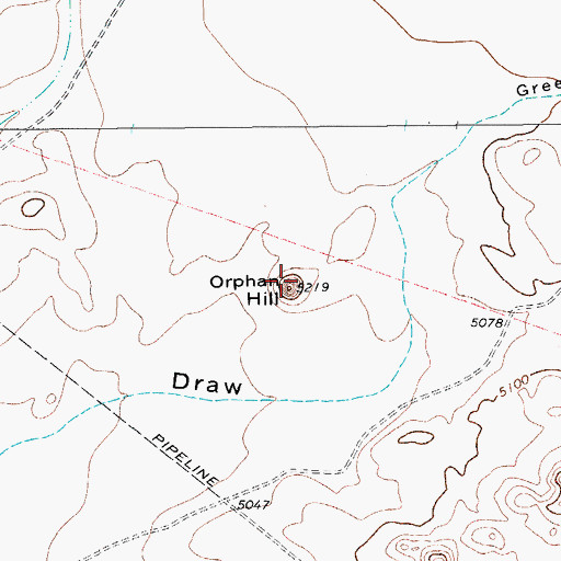 Topographic Map of Orphan Hill, TX