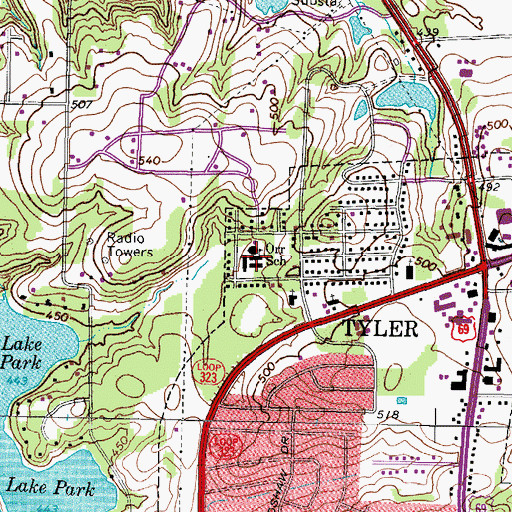Topographic Map of Orr School, TX