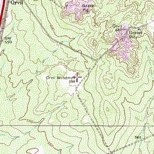 Topographic Map of Orvil Windmill, TX