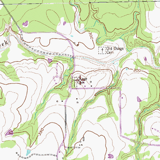 Topographic Map of Osage Cemetery, TX
