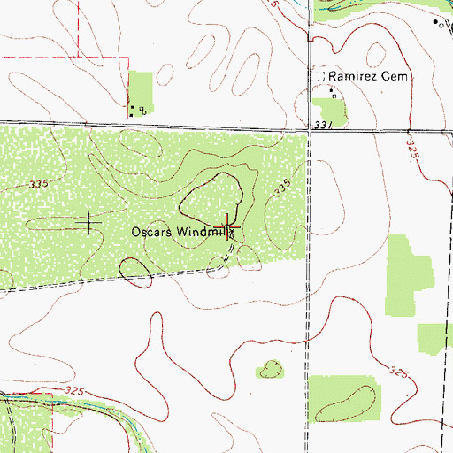 Topographic Map of Oscars Windmill, TX