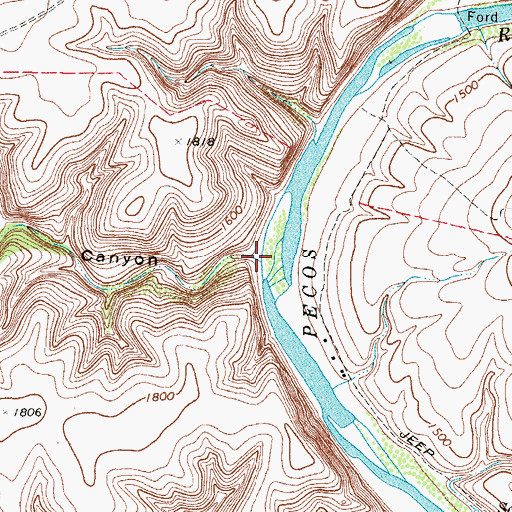 Topographic Map of Oso Canyon, TX