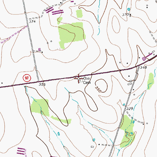 Topographic Map of Oso Cemetery, TX