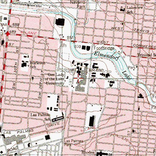 Topographic Map of Our Lady of the Lake College, TX