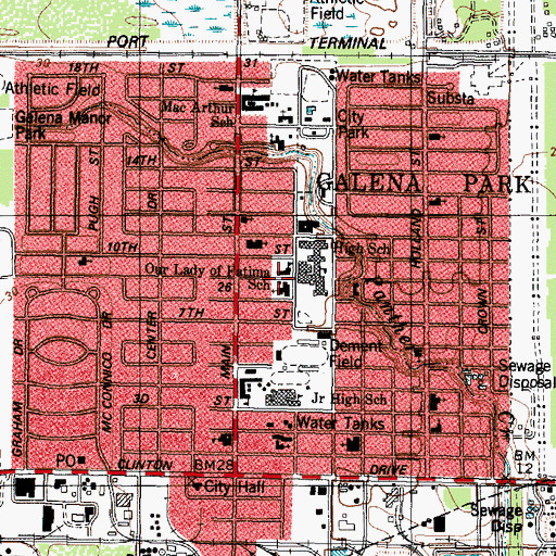 Topographic Map of Our Lady of Fatima School, TX