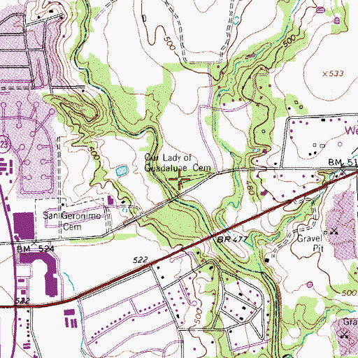 Topographic Map of Our Lady of Guadalupe Cemetery, TX