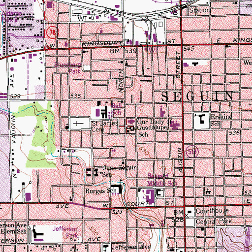 Topographic Map of Our Lady of Guadalupe School, TX