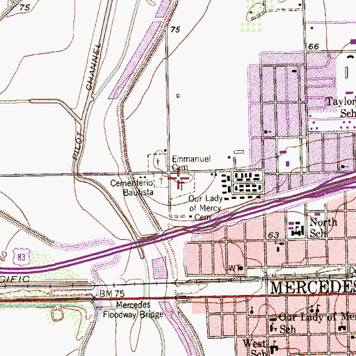 Topographic Map of Our Lady of Mercy Cemetery, TX