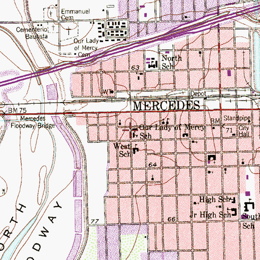 Topographic Map of Our Lady of Mercy School, TX