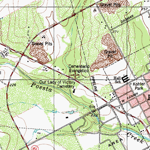 Topographic Map of Our Lady of Victory Cemetery, TX