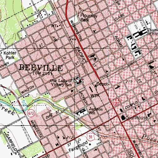 Topographic Map of Our Lady of Victory School, TX