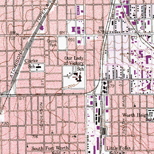 Topographic Map of Our Lady of Victory School, TX
