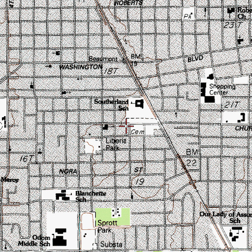Topographic Map of Our Mother of Mercy School, TX