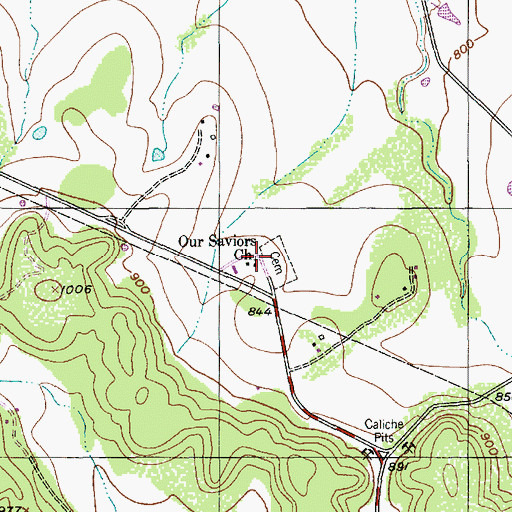Topographic Map of Our Saviors Church, TX