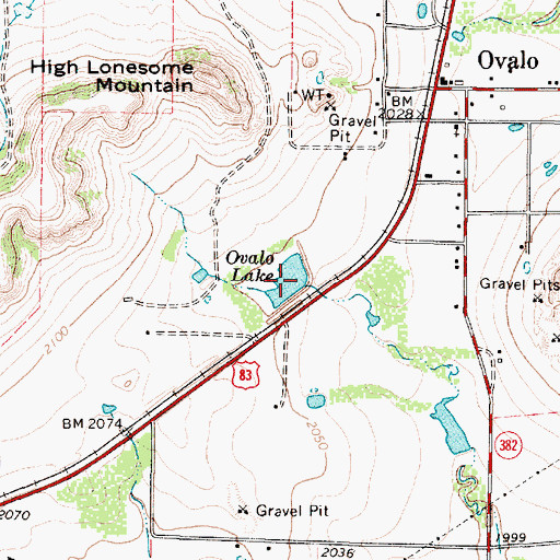 Topographic Map of Ovalo Lake, TX