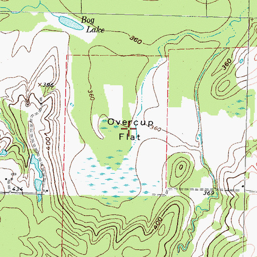 Topographic Map of Overcup Flat, TX