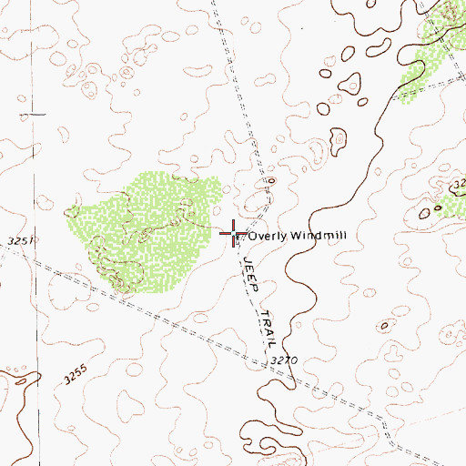 Topographic Map of Overly Windmill, TX