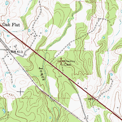 Topographic Map of Owens Cemetery, TX