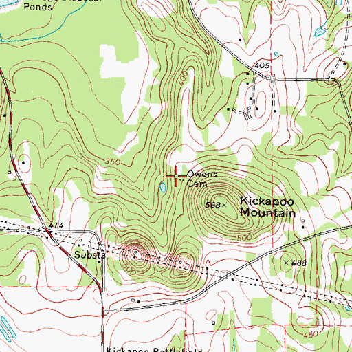 Topographic Map of Owens Cemetery, TX