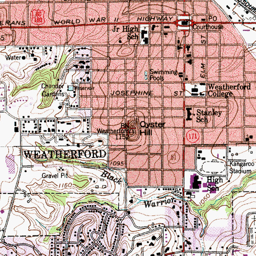 Topographic Map of Oyster Hill, TX