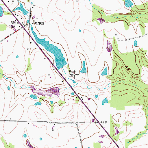 Topographic Map of Jones Community Cemetery, TX