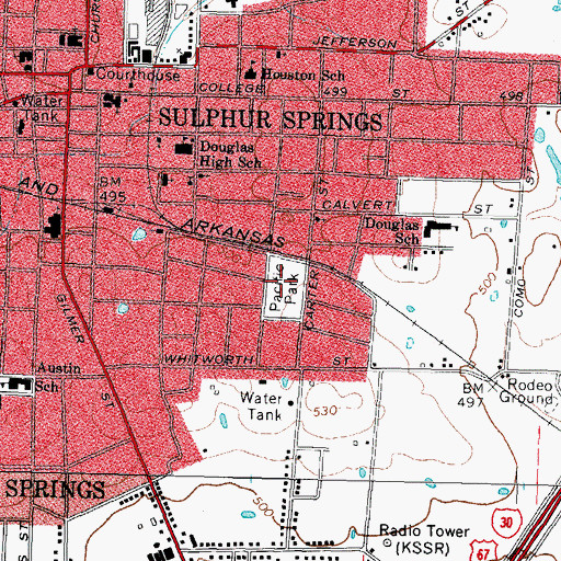 Topographic Map of Pacific Park, TX