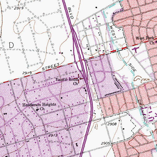 Topographic Map of Pacifie Road Church, TX