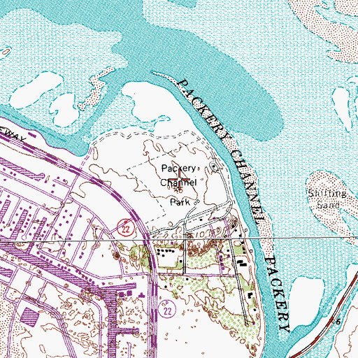 Topographic Map of Packery Channel Park, TX