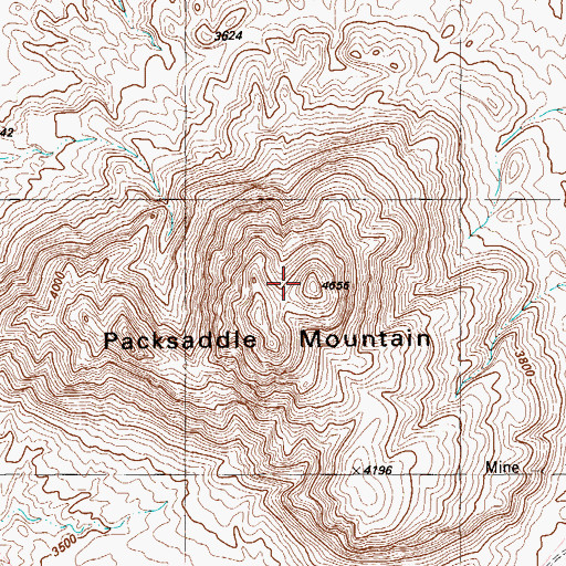 Topographic Map of Packsaddle Mountain, TX