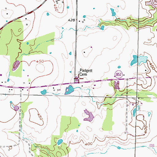 Topographic Map of Padgett Cemetery, TX