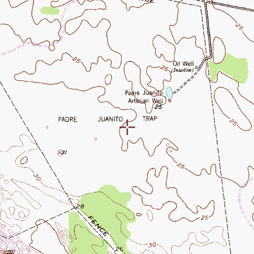 Topographic Map of Padre Juanito Trap, TX