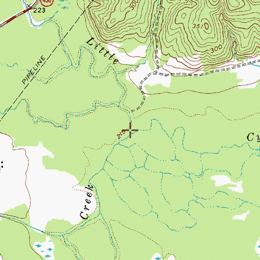 Topographic Map of Page Creek, TX