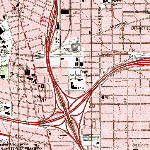 Topographic Map of Page Junior High School, TX