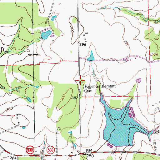 Topographic Map of Pagel Settlement Cemetery, TX