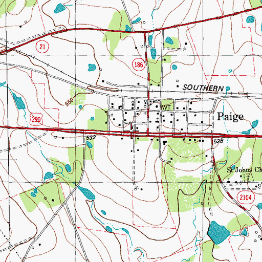 Topographic Map of Paige, TX