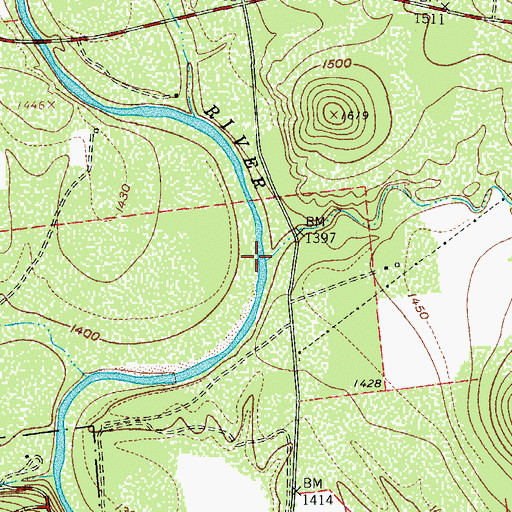 Topographic Map of Pailing Creek, TX