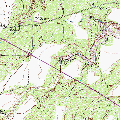 Topographic Map of Paint Creek, TX