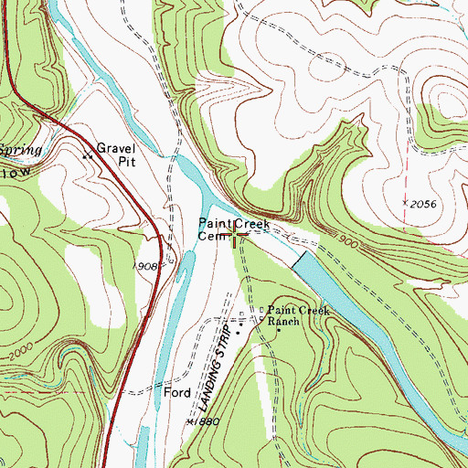 Topographic Map of Big Paint Creek Cemetery, TX