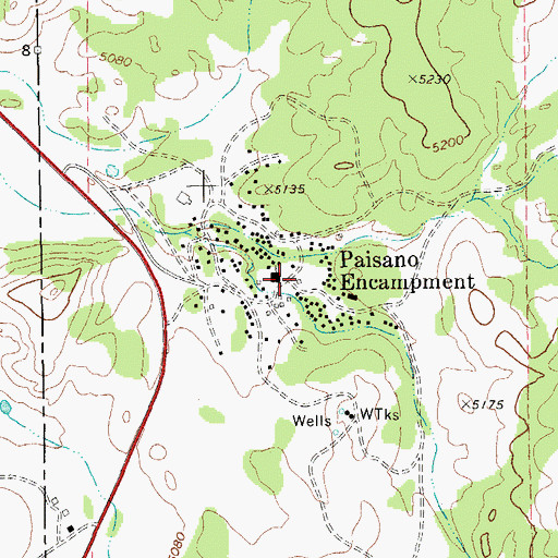 Topographic Map of Paisano Encampment, TX