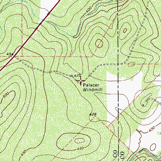 Topographic Map of Palacer Windmill, TX