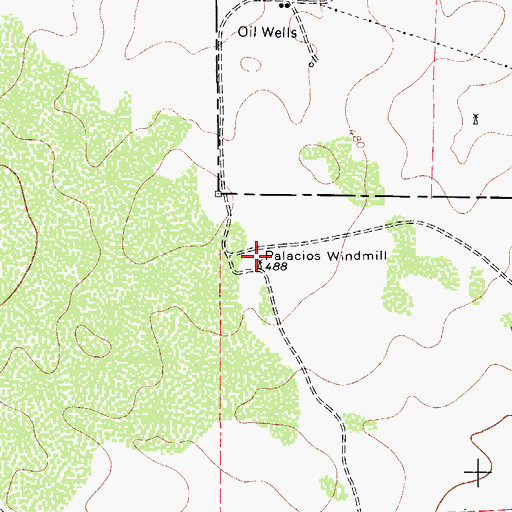 Topographic Map of Palacios Windmill, TX