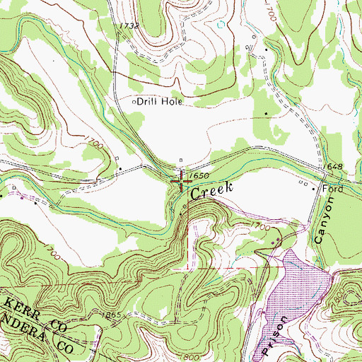 Topographic Map of Palmer Creek, TX