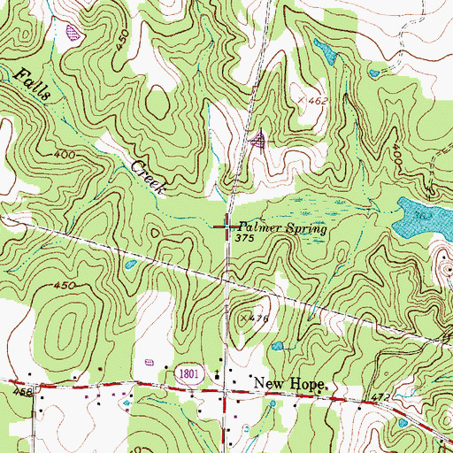Topographic Map of Palmer Spring, TX