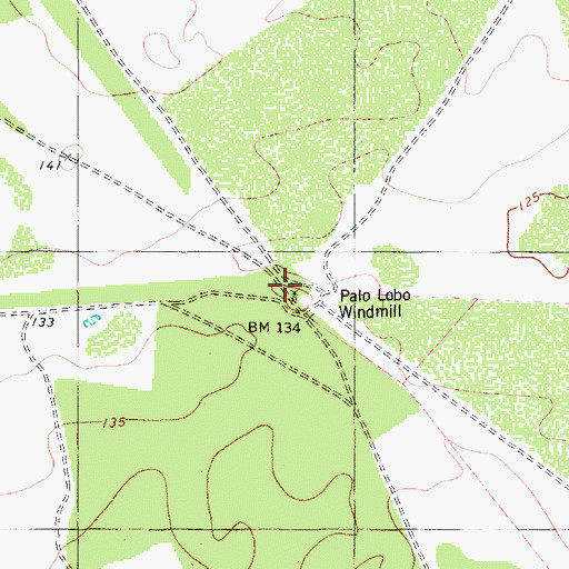 Topographic Map of Palo Lobo Windmill, TX